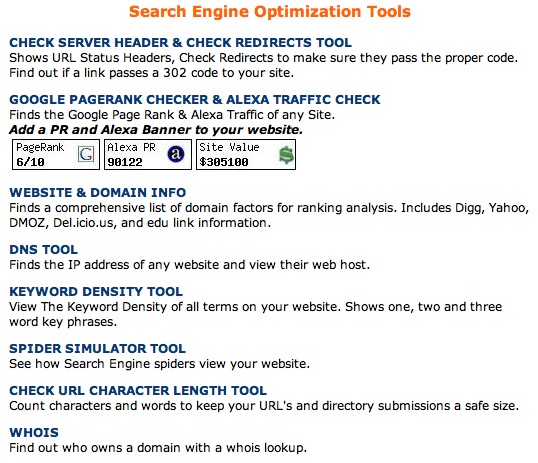 SEO Tools Sub Nav